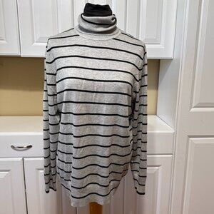 JOSEPH A Sweater Womens XL Jumper Turtleneck Long Sleeve Pullover Black Gray NWT